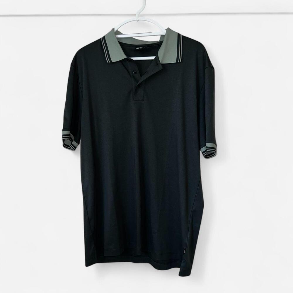 Boss - Men's Dark Gray Parlay Tipped Cotton Polo - Size XL